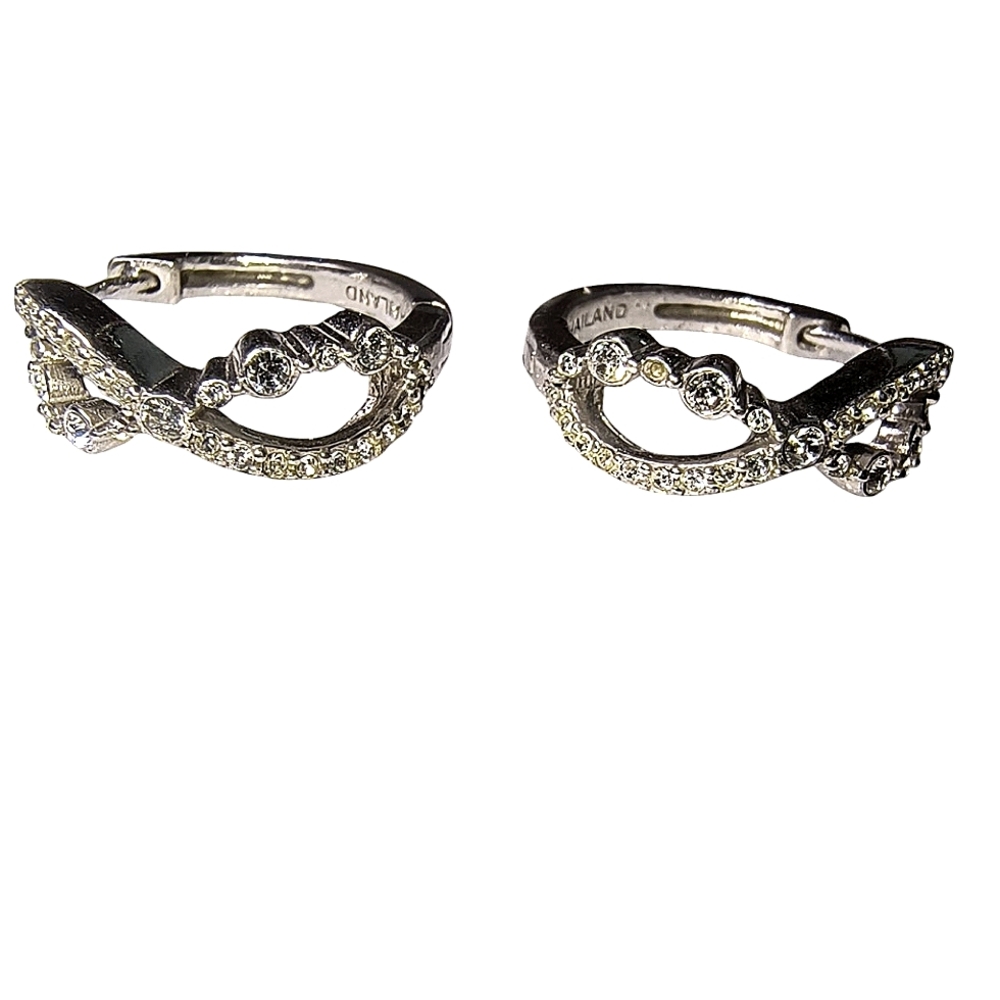 Sterling Silver And Clear Gemstone Infinity Hoop Earrings